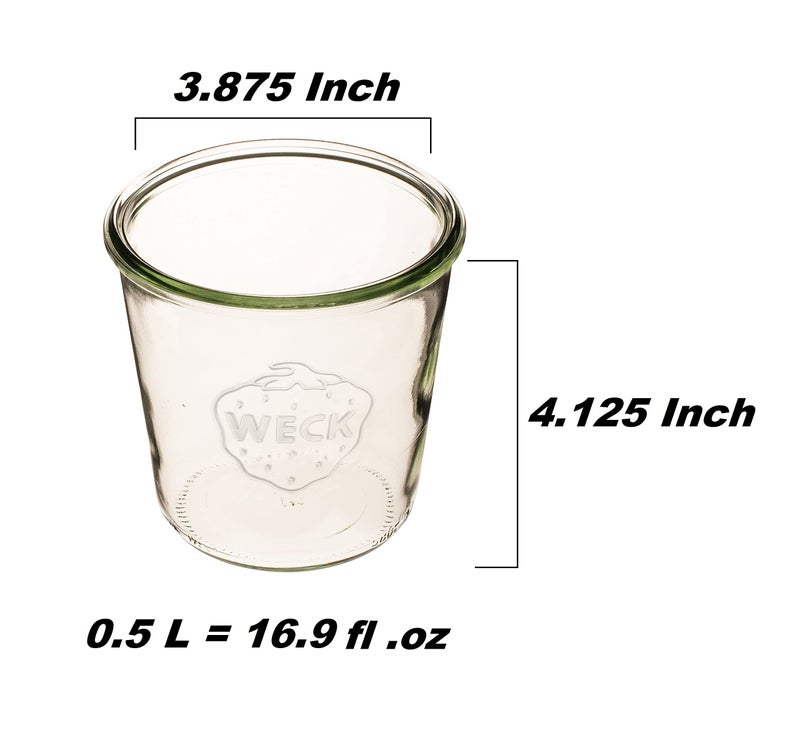 Weck EinmachglÃ¤ser 742-19 6 fl. oz Weck FormglÃ¤ser aus transparentem Glas â€“ Umweltfreundliches Einmachglas â€“ Frischhaltedosen mit Deckel luftdicht â€“ 1/2 Liter GlÃ¤ser Set â€“ 4 StÃ¼ck GlÃ¤ser mit Deckel - Image 2
